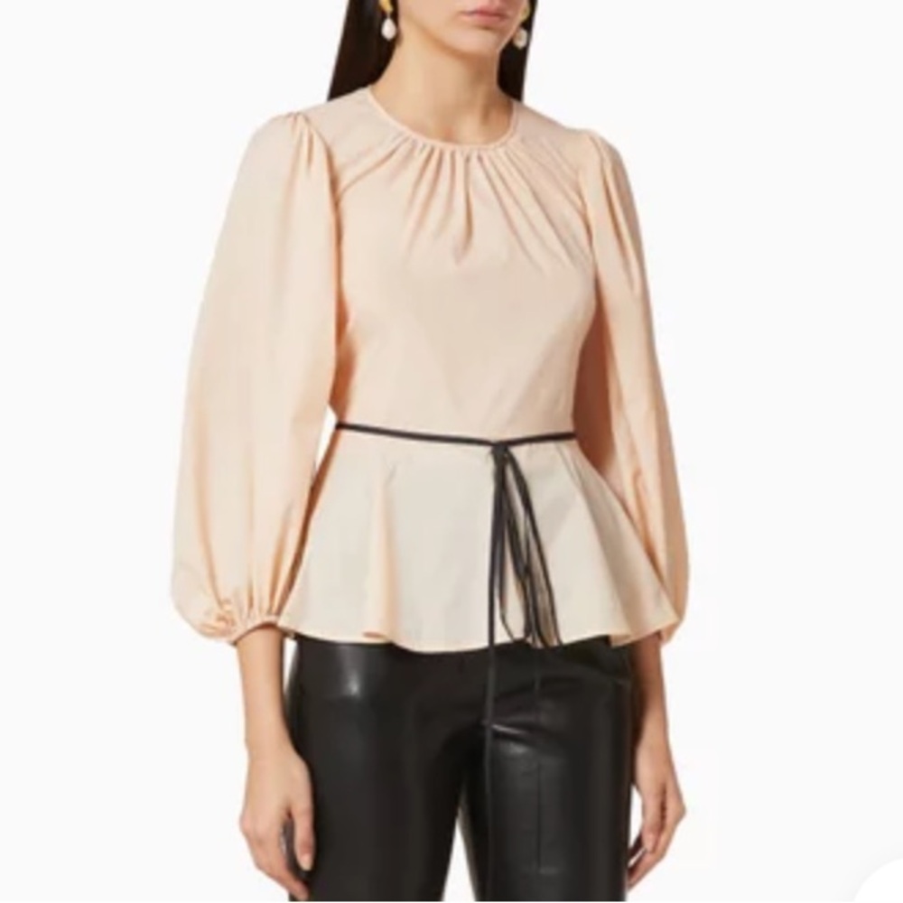 STAUD- Women's Buff Nylon Laurence Puff Sleeve Top Medium